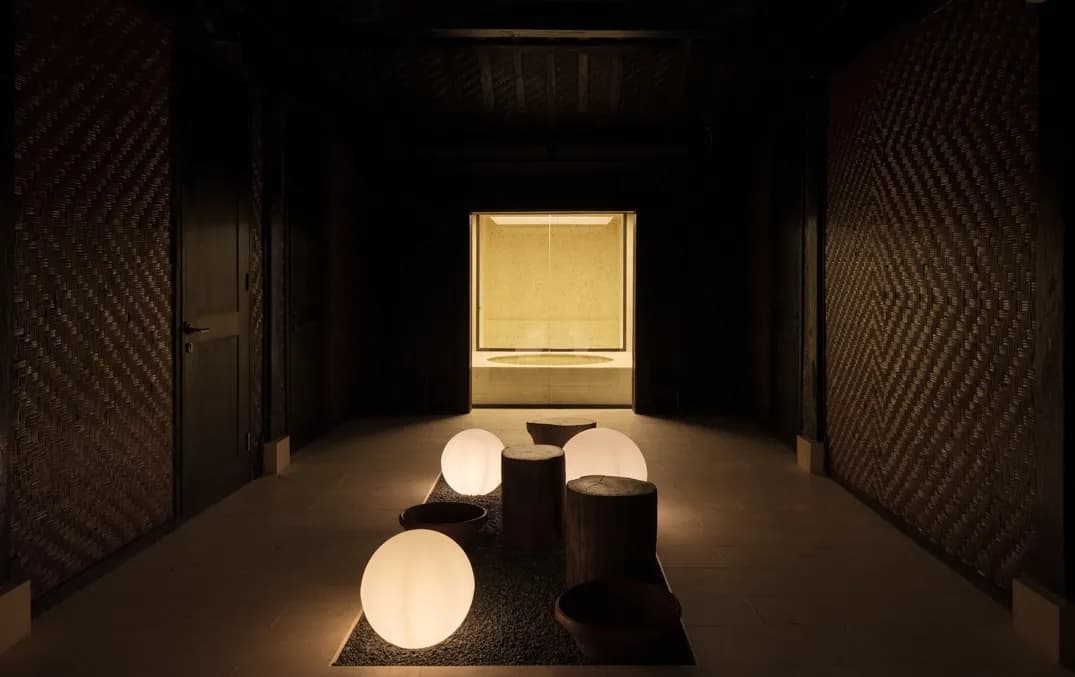 Joglo interior at night